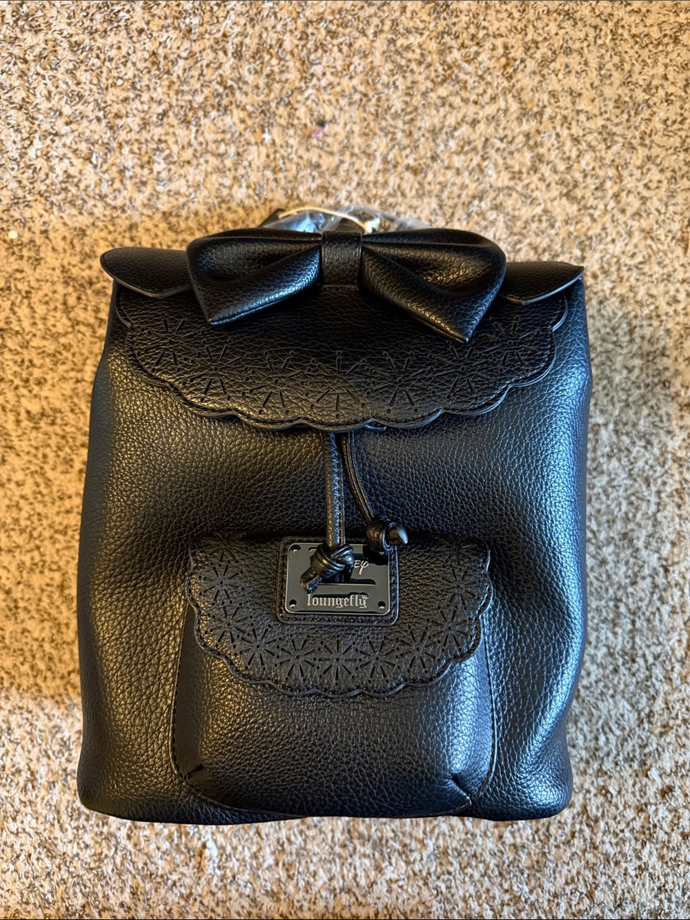 Loungefly Black Bow Drawstring Backpack